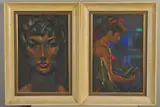 a study of a female figure reading a book, oil stick on board, by Maurice Man, oil, sold Apr 2020
