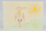 a crayon on paper drawing of a cowboy wearing a stetson, signed lower by Reggie Kray, drawing, sold Apr 2020