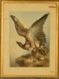 study of an eagle with wings raised whilst perched on an outcrop by William Heath, watercolour, sold Apr 2020