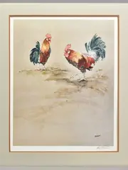 'The Rivals', a Limited Edition print of a pair of Cockerels, by Eric Sturgeon, print, sold Mar 2020