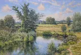 Summer Fishing from the RiverbankSigned by Mervyn Goode, Oil on canvas, sold Jun 2019
