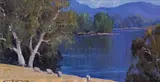 Murray River Pastoral, Talmalmo, New South Wales; South-West weather, Strath Creek, Victoria Both signed and dated 1982 Both oil on board Each 12.5 x 23cm (2) by Leonard Long Oam, 1982, oil on board, sold Jun 2019