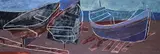 Boats on the shoreA pair by Fraser Taylor, oil on board, sold Jun 2019