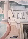 The Church of Notre-Dame-des- Anges, Collioure, France Signed and dated 1925 Watercolour over pencil 37.5 x 27cm by Jessica Dismorr, 1925, Watercolour over pencil, sold Jun 2019
