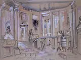 Interior of an elegant houseSigned and inscribedPen by Joseph Carl, Pen, ink, pencil and watercolour heightened with white, sold Jun 2019