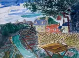 Cottage garden with deckchair, 1942 Watercolour 27 x 37cm Provenance: Christopher Hull Gallery, London, FFA No by Leon Underwood, Watercolour, sold Jun 2019