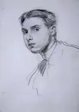 Portrait head of Jack McNeillTogether with the original label from by Augustus John, Charcoal, offered Jun 2019