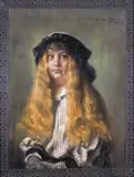 Portrait of the artist~s daughter Roberte BauneSigned and by Serge Baune, Pastel in a decorative border, sold Jun 2019