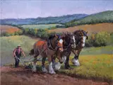 PloughingSignedPastel45 by Rosmary Sarah Welch, Pastel, sold Jun 2019