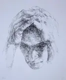 Hands on Head I by Sara Rossberg, 1992, pencil, sold Jun 2019
