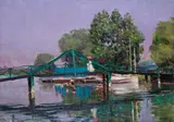 View of Richmond, a bridge over the water Signed and studio stamp verso, numbered 95 Oil on canvas 28 x 37.5cm ++Good condition by Duncan MacGregor Whyte, Oil on canvas, sold Jun 2019