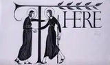 Initial T with two female saints meetingSigned and numbered 7/10Woodcut by Eric Gill, Woodcut, unframed, sold Jun 2019