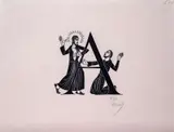 Initial A with Christ and St ThomasSigned and numbered 10/10 by Eric Gill, pencil, sold Jun 2019