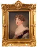Portrait miniature of a young lady by John Cox Dillman Engleheart, 1815, oil, sold Mar 2019