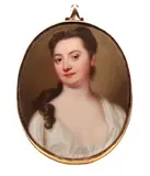 Portrait miniature of a lady, head and shoulders, in a white décolleté dress Enamel, oval, in a gilt frame 42 x 34mm Provenance: Sotheby's London 1972 by Christian Friedrich Zincke, oil, sold Mar 2019