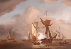 The Morning GunSigned with initials and dated 1684Oil on canvas62 by Willem van de Velde, 1684, Oil on canvas, sold Mar 2019