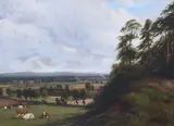 Barford, Warwickshire, looking towards Hampton Lucy Signed and dated 1856 Oil on canvas 46 x 61cm; 18 x 24in Provenance: Sold to Mr H by Thomas Baker, 1856, Oil on canvas, offered Mar 2019