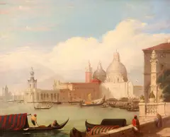 A view of Santa Maria della Salute, Venice Oil on canvas 30.5 x 38cm; 12 x 15in Provenance: From the collection of Sir Jeremy Lever KCMG, QC, MA, FRSA by Edward Pritchett, Oil on canvas, sold Mar 2019