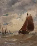 Dutch Pinks off ScheveningenSigned and dated 1881 by Thomas Bush Hardy, 1881, Oil on board, offered Mar 2019