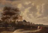 A view of Castle Ryswijk with figuresSigned P CosinOil by Pieter Cosyn, Oil on panel, sold Mar 2019