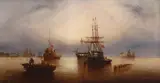 Shipping in calm and rough seasA pair by E. J. Watt, oil on canvas, sold Mar 2019