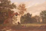 Young anglers on the River Wandle near MitchamSigned and dated by Patrick Nasmyth, 1821, Oil on panel, sold Mar 2019