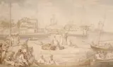 The Quay at Blackwall Docks, London Pen by Thomas Rowlandson, Pen, ink and watercolour, sold Mar 2019