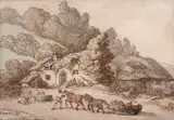 Drawing home timber, 1804 Signed Pen by Thomas Rowlandson, Pen, ink and watercolour, sold Mar 2019