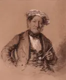 Portrait of a gentleman with a pipeSigned indistinctly and dated 1852Charcoal on by F. Simoneau, 1852, Charcoal on brown paper, offered Mar 2019