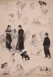 Street tales and small figure studies by George Montbard, ink and one, offered Mar 2019