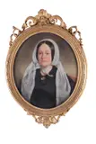 Portrait of Mrs Elizabeth Copeland, sister of John George Housefield and aunt of Dora de Blaquière, head and shoulders Signed Pastel, oval 51 x 44cm; 20 x 17¼in by Eugène Devéria, Pastel, oval, sold Mar 2019