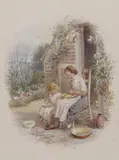 Shelling PeasSigned with initials indistinctlyWatercolour17 by Myles Birket Foster, Watercolour, sold Mar 2019