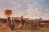 Women herding an oxSigned by George Heming Mason, 1855, Oil on canvas, sold Mar 2019