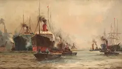 Shipping on the ThamesSignedOil on canvas30 by John Langstaffe, Oil on canvas, sold Mar 2019