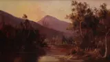 Tranquility, Sunset Buffallo Mountains, Victoria [Australia]; Evening Shadows, Barren Peaks, Arthur River, Milford Sound N.Z by G. W. Smith, 1849, oil on canvas, sold Mar 2019