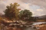Figures resting on a bank by Withdrawn John Syer, 1857, Oil on canvas, offered Mar 2019