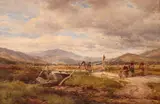 Figures on a track with mountains in the distance by Withdrawn John Syer, Oil on canvas, offered Mar 2019