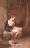 A mother with her sleeping child restingSigned by Penry Williams, 1838, Oil on canvas, offered Mar 2019