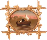 Oval by Carlo Coppini, Oil on board, oval in a pierced, ivy decorated Oxford style frame, sold Mar 2019