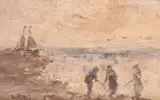 Figures on a beachSigned Oil on panel19 by Evert Pieters, Oil on panel, sold Mar 2019