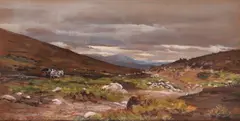 Peat cuttingSignedWatercolour with by John Blake McDonald, Watercolour with gouache on brown paper, sold Mar 2019