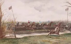 The National Hunt Steeplechase by John Beer, 1910, gouache, offered Mar 2019