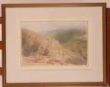 Heather clad hills by Albert Goodwin, 1879, Watercolour with scratching out, offered Mar 2019