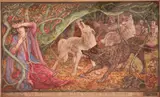 The princess and the wolves in the forestSigned by Henry Justice Ford, Watercolour, sold Mar 2019