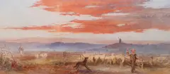 Gathering the flock at sunsetWatercolour over by James Smetham, Watercolour over pencil with bodycolour, offered Mar 2019