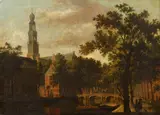 Figures by a canal by Isaac Ouwater, oil on canvas, sold Nov 2014