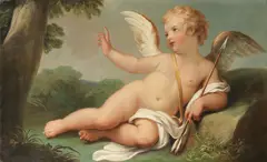Cupid before an Italianate landscape by Anton Raphael Mengs, oil on canvas, sold Nov 2014