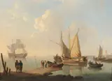 Figures in a harbour by Dutch School 18th century, oil on canvas, sold Nov 2014