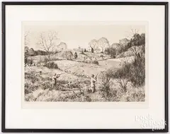 Pheasant Shooting by Aiden Lassell Ripley, drypoint, sold Feb 2022