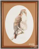 of a hawk by J. Randolph Rowe, watercolor, sold Feb 2022